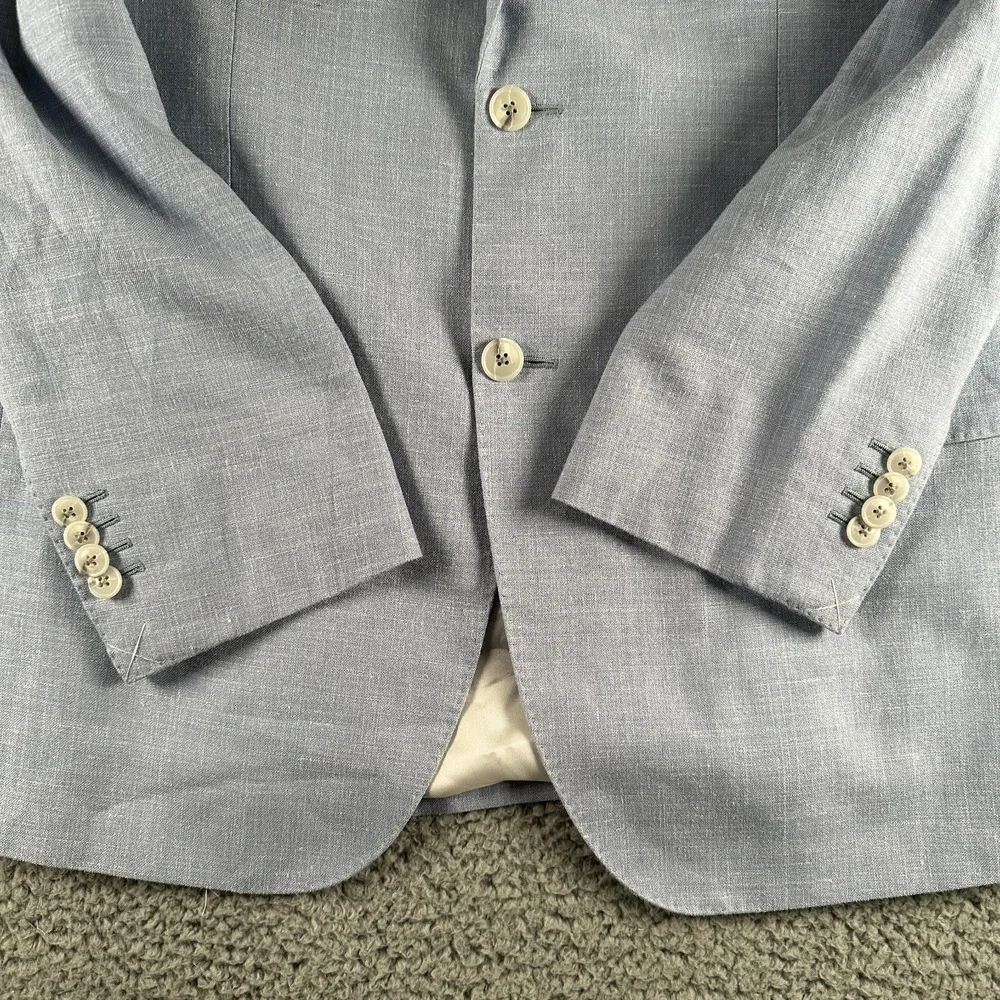 Suitsupply Lazio Sport Coat Mens 52(44 US)Blue Slim EThomas Wool‎ Silk Linen